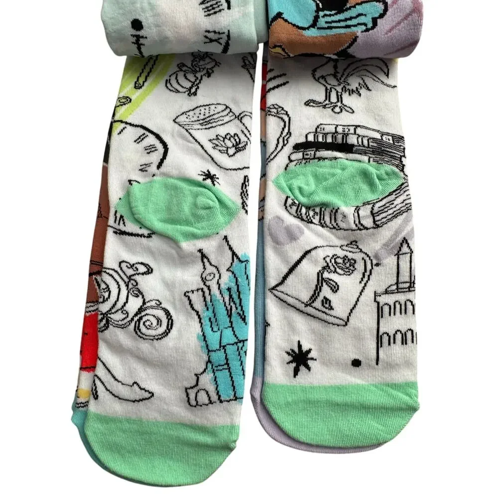 GIRLS DISNEY PRINCESS SOCKS SET ONE SIZE FITS MOST FIVE PAIR NWT